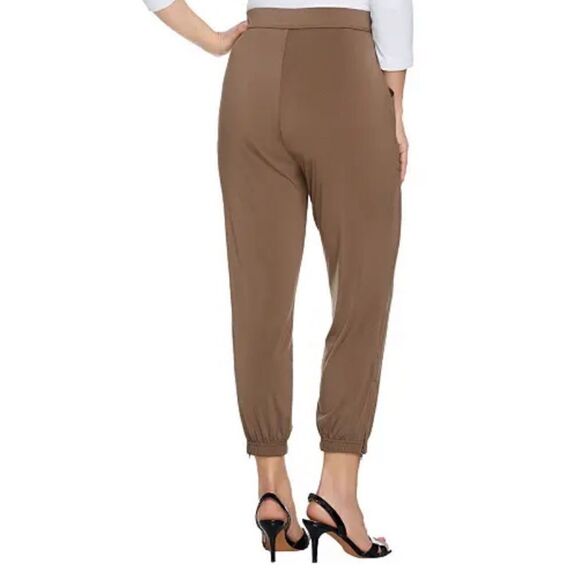 Lisa Rinna Collection Banded Bottom Knit Crop Pants In Dark Taupe.Size XXS - Picture 2 of 15